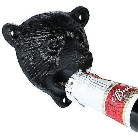 Flaschenöffner in Form eines Teddybären aus Gusseisen, 1-teilig, zur Wandmontage – für Bier und Limonade – ideal für Bars und Küchen
