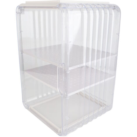 Flaschenregal aus Acryl, robuster Aufbewahrungsorganizer, staubdicht, leicht zu reinigen, für Büro oder Schrank, groß, 3 Ebenen, weiß