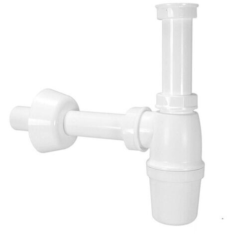 Flaschensifon - DN 32 (1 1/4'') x Ø 32 mm - Abgangsrohr Ø 32 mm x 200 mm - mit Rosette
