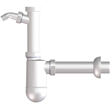Flaschensiphon DN32x5/4' mit rückstausicherem Waschmaschinenanschluss und Rosette