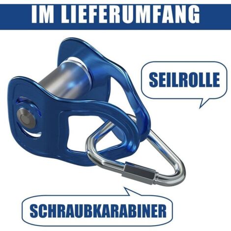 Flaschenzug mit Karabinerhaken – geeignet für Textilseile bis 50 mm Durchmesser