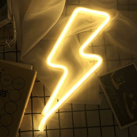 Flash LED - Enseigne au néon à LED USB ou alimenté par batterie Décoration d'enseigne au néon jaune pour chambre à coucher Fête d'anniversaire de Noël Fête de bar