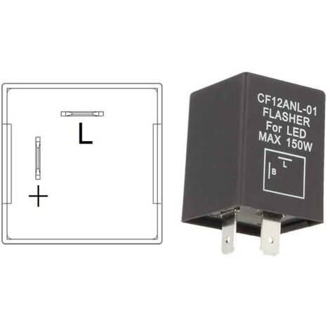Flasher Led Lampeggiatore Rele Relay 2 Pin CF12 Positivo Sinistra 12V Per Frecce Led Auto Americane