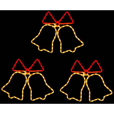 Flashing LED Christmas Bell Rope Lights - Set Of 3 Bells