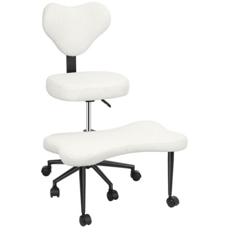 FLASIDU – Bürostuhl – Kreuzbeinstuhl, ergonomisches Design mit 360° drehbarer Fußstütze, höhenverstellbar, 70 × 80 × 102 cm – Weiß
