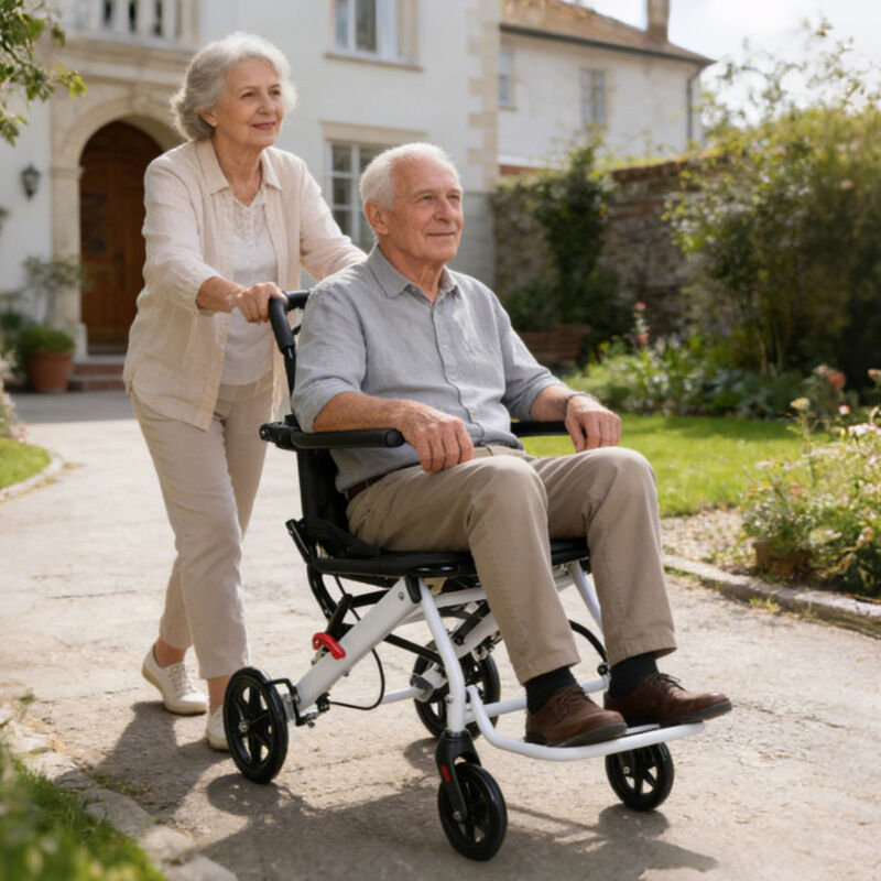Fauteuil roulant - Léger et pliable, pesant 6,2 kg, avec un coussin de siège respirant, supportant jusqu'à 80 kg, 74×47×87 cm