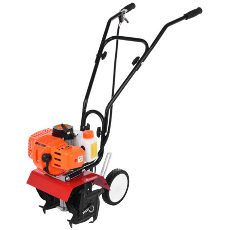 FLASIDU - Motobineuse thermique - scarificateur 4 lames - 52cc - moteur deux temps refroidi par air - puissance moteur 3HP/1,65KW - vitesse 9000r/min - orange