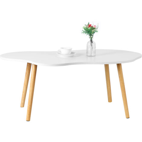FLASIDU Table basse, table basse moderne en forme de nuage, 100×50×41cm, blanche.