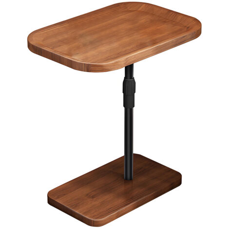 FLASIDU Table d'appoint de canapé, table basse, mobile et réglable, 46×30×90cm, marron.