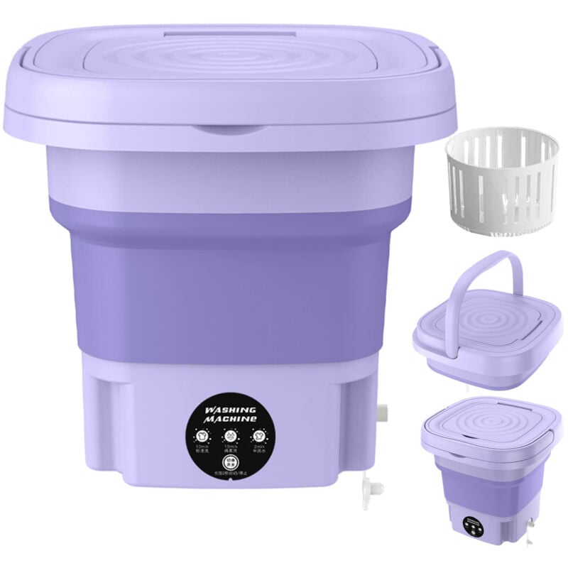 Flasidu - Mini Machine à Laver Pliante 8L Violet Lumière Stérilisation Portable Sous-Vêtements 10W Machine à Laver violet