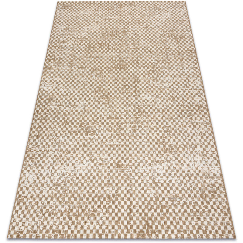 Flat 48955265 Tapis sisal Géométrique - couleur paille beige naturel, ficelle beige 80x150 cm