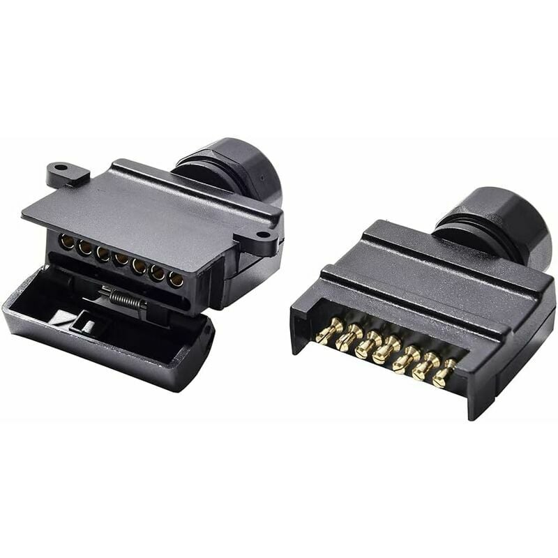 KZQ - Flat 7 Pin Trailer Plug Male And Flat 7 Pin Trailer Plug Female, 12V Australia Waterproof Flat Plug 7 Pin Trailer Plug, Trailer Plug Fits rv