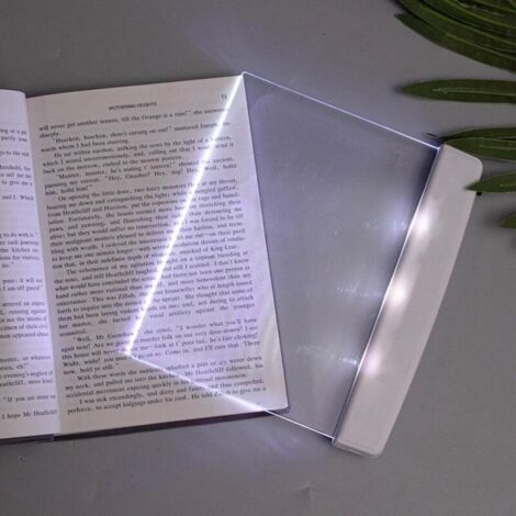 Flat book lights for reading in bed, clear LED light for book pages, wireless light panel