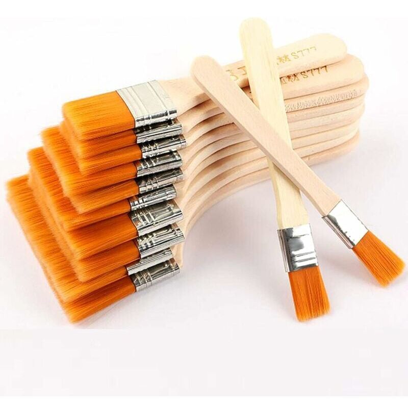 AlwaysH Flat Paint Brushes With Wooden Handle Large Flat Acrylic Paint Brush Professional Flat Acrylic Paint Brushes Nylon Painting Brush Used For