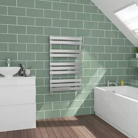 Flat Panel Chrome Towel Radiator Bathroom Heated Rail 1000x600mm