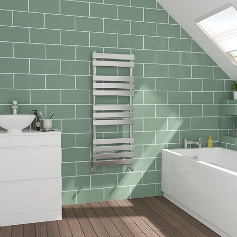 Flat Panel Chrome Towel Radiator Bathroom Heated Rail 1200x450mm