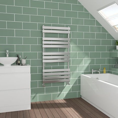 Flat Panel Chrome Towel Radiator Bathroom Heated Rail 1200x600mm