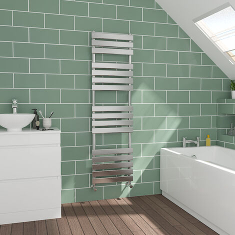 Flat Panel Chrome Towel Radiator Bathroom Heated Rail 1600x450mm