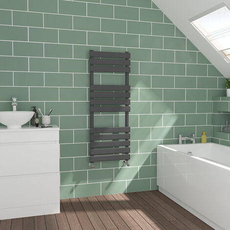 Flat Panel Sand Grey Bathroom Heated Towel Radiator 1200x450mm