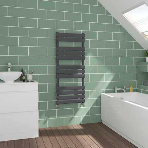 Flat Panel Sand Grey Bathroom Heated Towel Radiator 1200x500mm