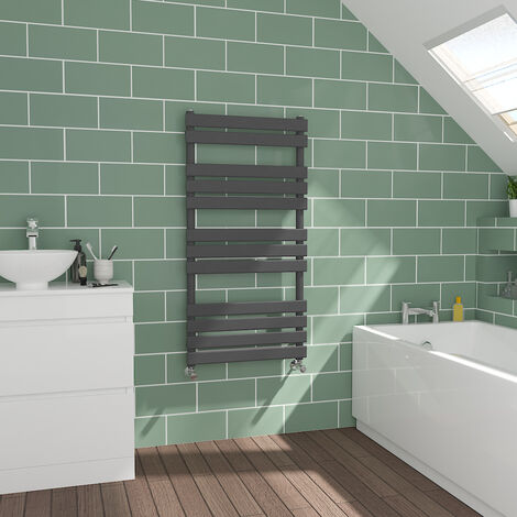 Flat Panel Sand Grey Bathroom Heated Towel Radiator 1200x600mm
