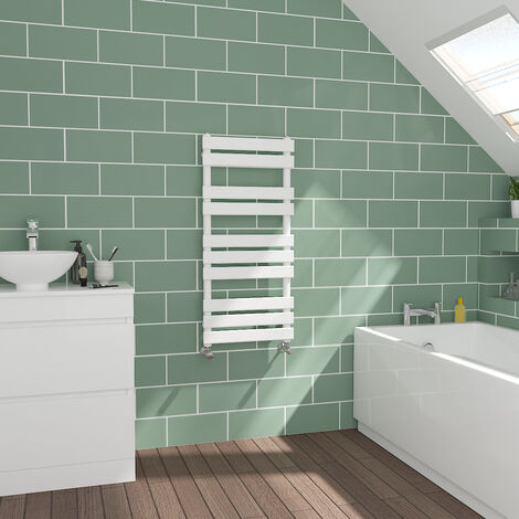 Flat Panel White Towel Radiator Bathroom Heated Warmer 1000x450mm