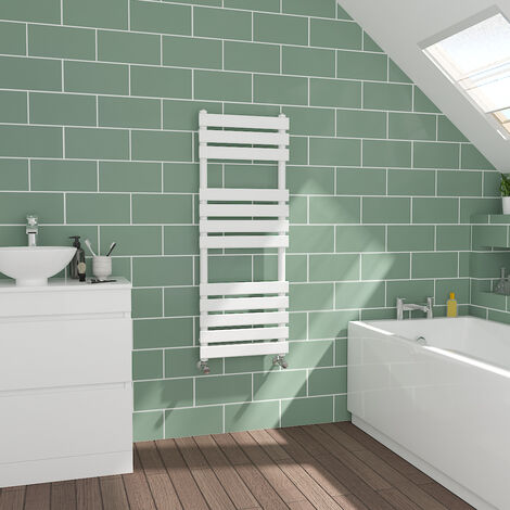 Flat Panel White Towel Radiator Bathroom Heated Warmer 1200x450mm