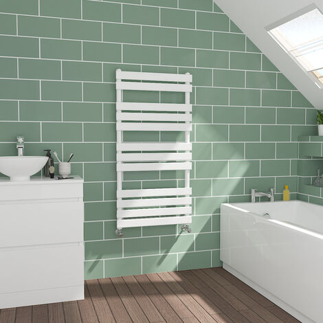 Flat Panel White Towel Radiator Bathroom Heated Warmer 1200x600mm