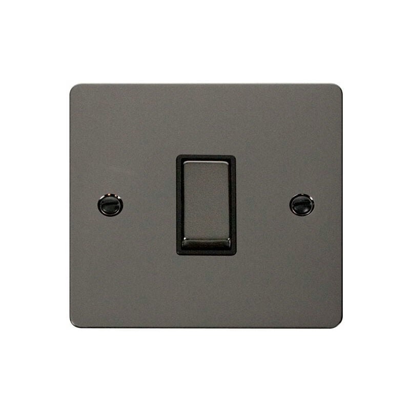 Se Home - Flat Plate Black Nickel 10A 1 Gang 2 Way Ingot Light Switch - Black Trim