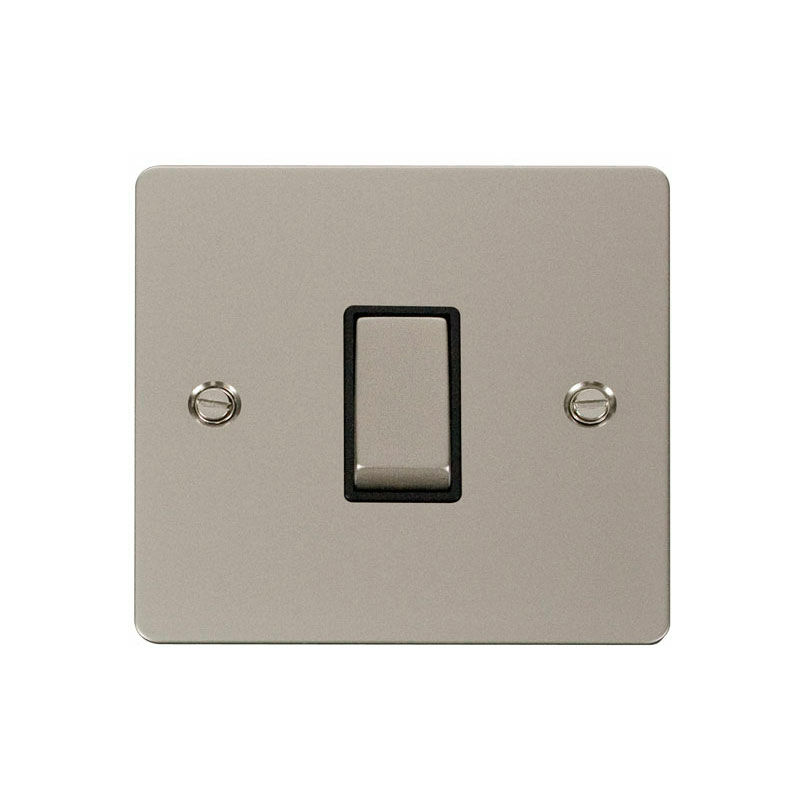 Flat Plate Pearl Nickel 10A 1 Gang 2 Way Ingot Light Switch - Black Trim Se Home