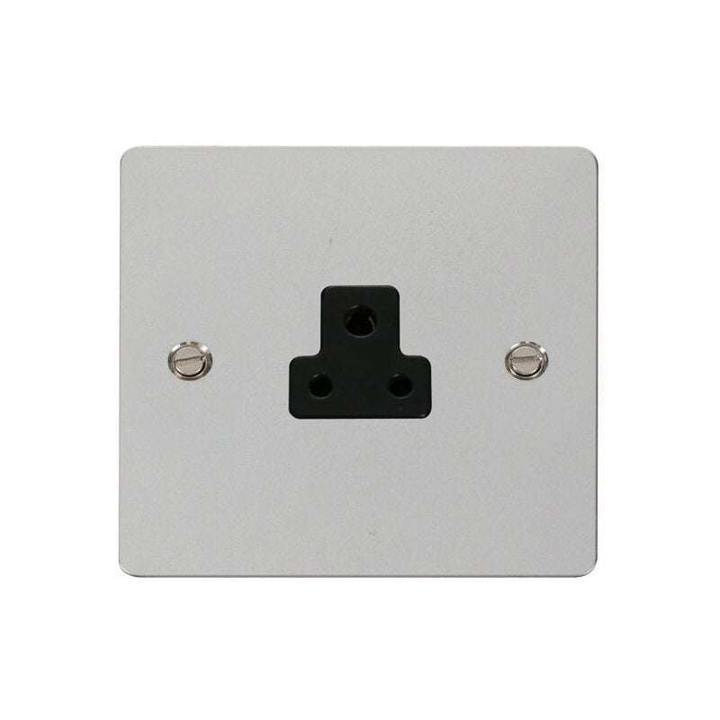 Flat Plate Polished Chrome 1 Gang 2A Round Pin Socket - Black Trim Se Home