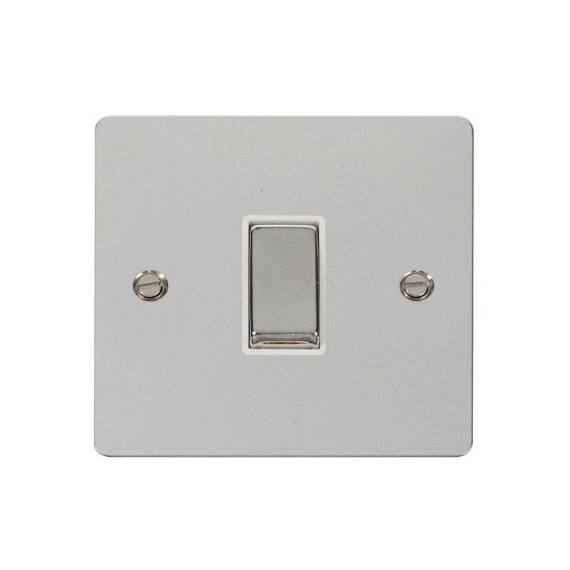 Se Home - Flat Plate Polished Chrome 10A 1 Gang 2 Way Ingot Light Switch - White Trim