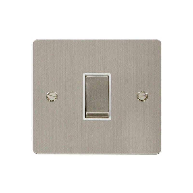 Se Home - Flat Plate Stainless Steel 10A 1 Gang 2 Way Ingot Light Switch - White Trim