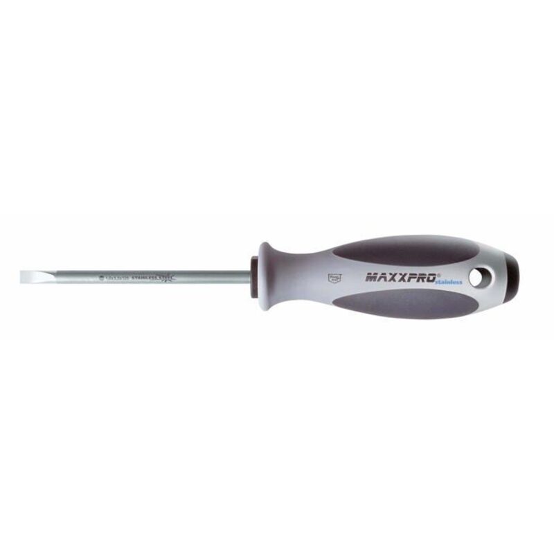 Flat screwdriver stainless steel - Witte - MAXXPRO - Ø 6.5 mm - Length 150 mm - Three-point - High quality - Stainless steel