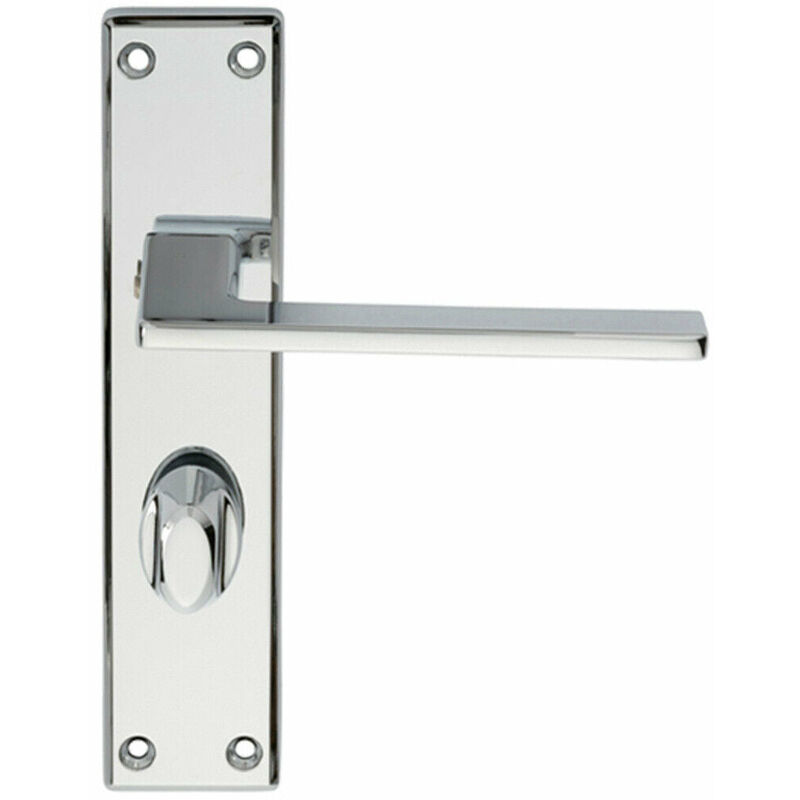 Flat Straight Lever on Bathroom Backplate Handle 180 x 40mm Polished Chrome