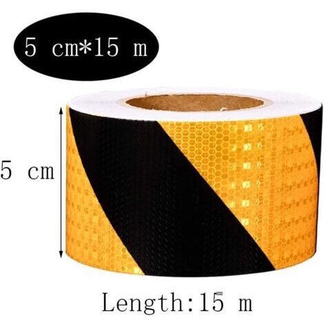 Flatterband Gelb Schwarz Reflektorband Selbstklebend Klebeband Schwarz Gelb Reflektierende Aufkleber Nacht Reflektorband Warnmarkierung Sicherheit,5 cm x 15 m