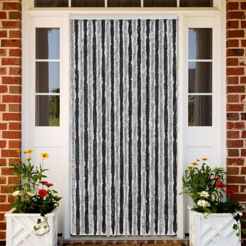 Vidaxl - Fliegenvorhang Grau Und Schwarz 100x230 Cm Chenille