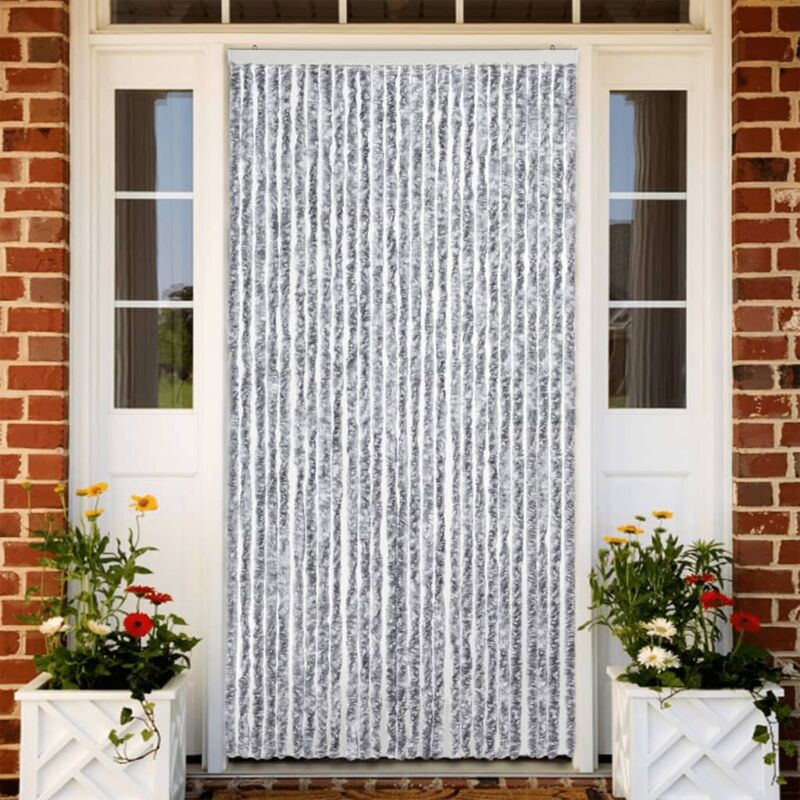 Vidaxl - Insektenschutz-vorhang Weiß Und Grau 120x220 Cm Chenille 865684