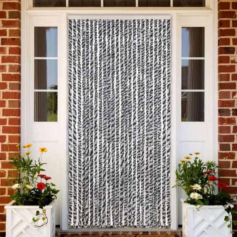 Vidaxl - Fliegenvorhang Grau, Schwarz Und Weiß 100x220 Cm Chenille