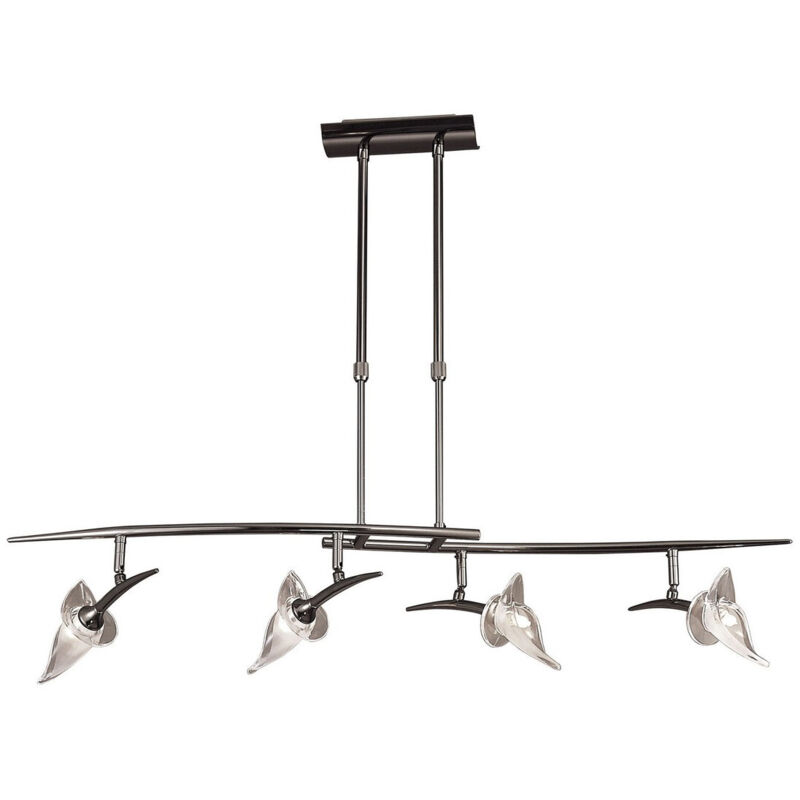 

Flavia lámpara colgante telescópica G9 de 4 focos con cabezales ajustables, cromo negro