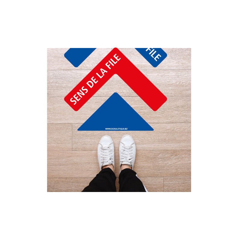 Flechage au sol covid coronavirus . flechage au sol adhesif . sens des file d'attente en temps de COVID.19 (O0055)
