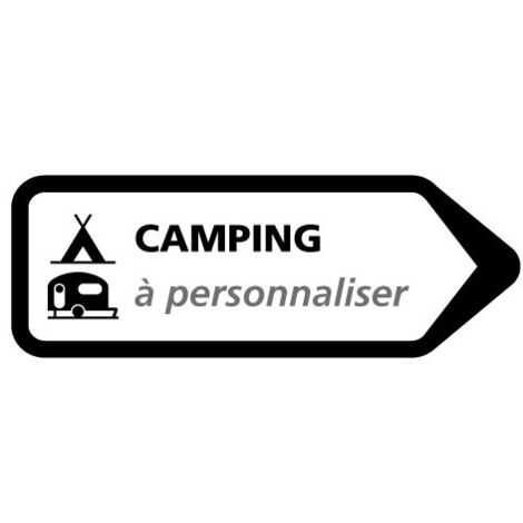 FLECHE DIRECTIONNELLE DROITE CAMPING A PERSONNALISER (H0211) - Aluminium galvanisé classe 1 - Gamme Bretagne - 300 x 800 mm