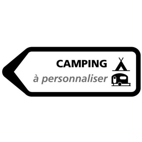 Flèche directionnelle GAUCHE CAMPING A PERSONNALISER (H0212) - Aluminium galvanisé classe 2 - Gamme Bretagne - 300 x 800 mm