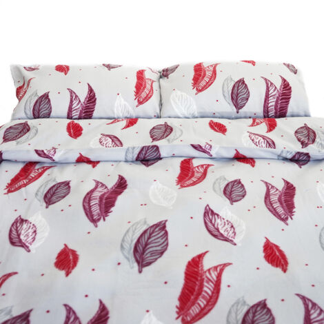 Fleece Bettwäsche mit Federmotiv - Kuschelig und Weich aus 100% Polyester 155x220 cm