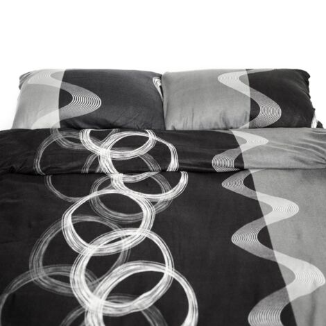 Fleece-Bettwäsche mit Reißverschluss in Grau Kissen- und Deckenbezug 100% Polyester 135x200 cm