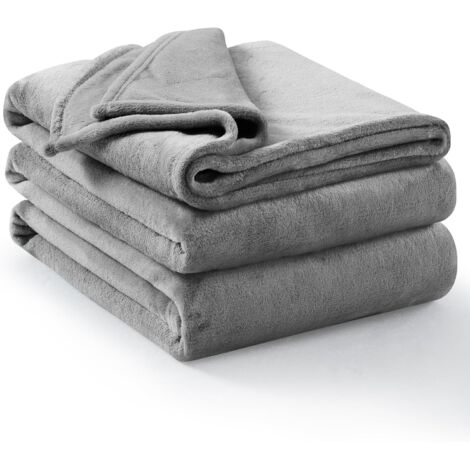 Fleece-Sofadecke 150210 - Graue Decke Große Bettdecke Überwurf, 210 x 150 Flanell 2 Personen Weich und Warm
