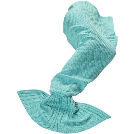 Fleecedecken mit Meerjungfrauenmotiv, Wolldecken, Decken mit Fischflossenmuster, Schals, Tagesdecken, Strickdecken blaugrün