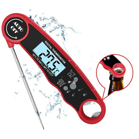 Fleischthermometer, BBQ-Soforttest mit langer Sonde, großes LCD-Display, digitales Kochthermometer, perfekt für Küche, Grillen