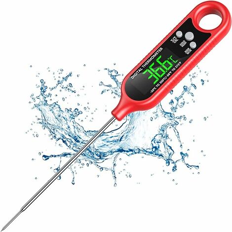 Fleischthermometer, digitales BBQ-Thermometer mit 3S-LCD-Display mit sofortiger Lesbarkeit, Küchen-/Grill-/Öl-/Grillthermometer, Unterstützung der Kalibrierung, automatische Abschaltung