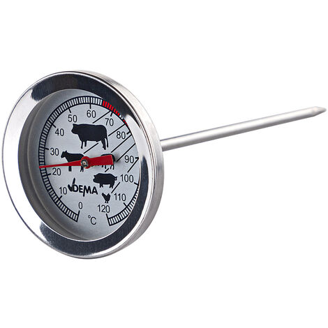 Fleischthermometer Grillthermometer analog Edelstahl Messbereich 0-120 Grad